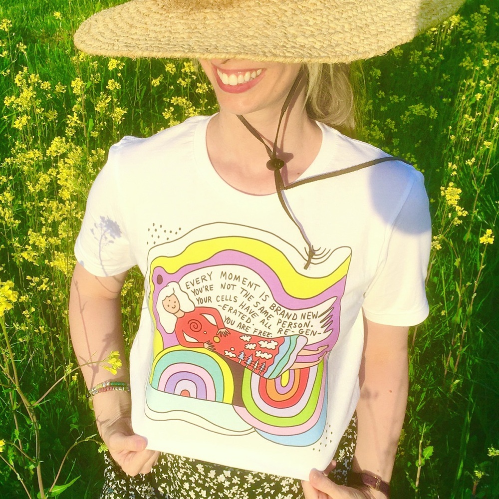 Original art tshirt funky rainbow angel shirt